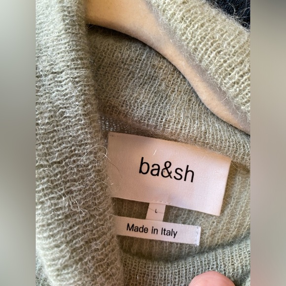 Ba&sh Mohair and Alpaca blend Lady Pullover Turtleneck Sweater Soft Green Size L - Picture 2 of 14